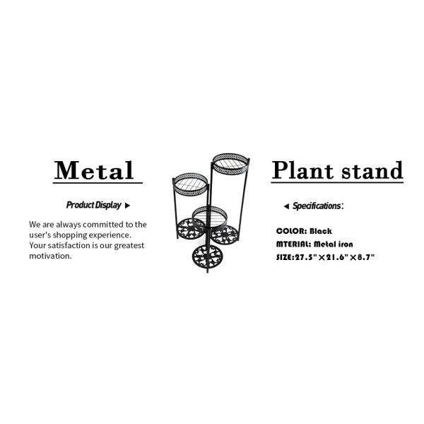 Plant Stand Indoor Outdoor, Plant Shelf Multiple Flower Pot Holder, Metal Wrought Iron Planter Shelf Plant Display