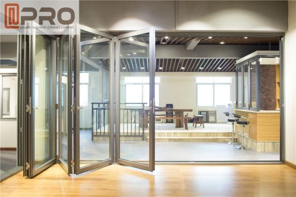 Heat Insulation Aluminium Glass Folding Doors Double Glazed Folding Doors room dividers accordion folding doors