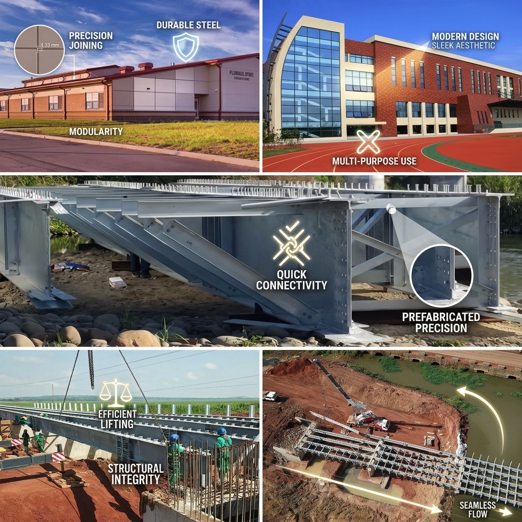 Shot Blasting Surface Treatment Prefabricated Steel Building Coastal Warehouse Southeast Asia