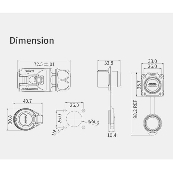 CNLINKO LP24 Waterproof Connector HD Screen Connector IP68 Waterproof Aviation Plug for Audio Video Equipment Connections