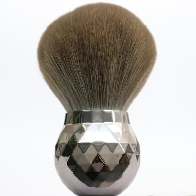 Large Powder Kabuki Makeup Brush Super Soft Easy Grip Shiny Silver