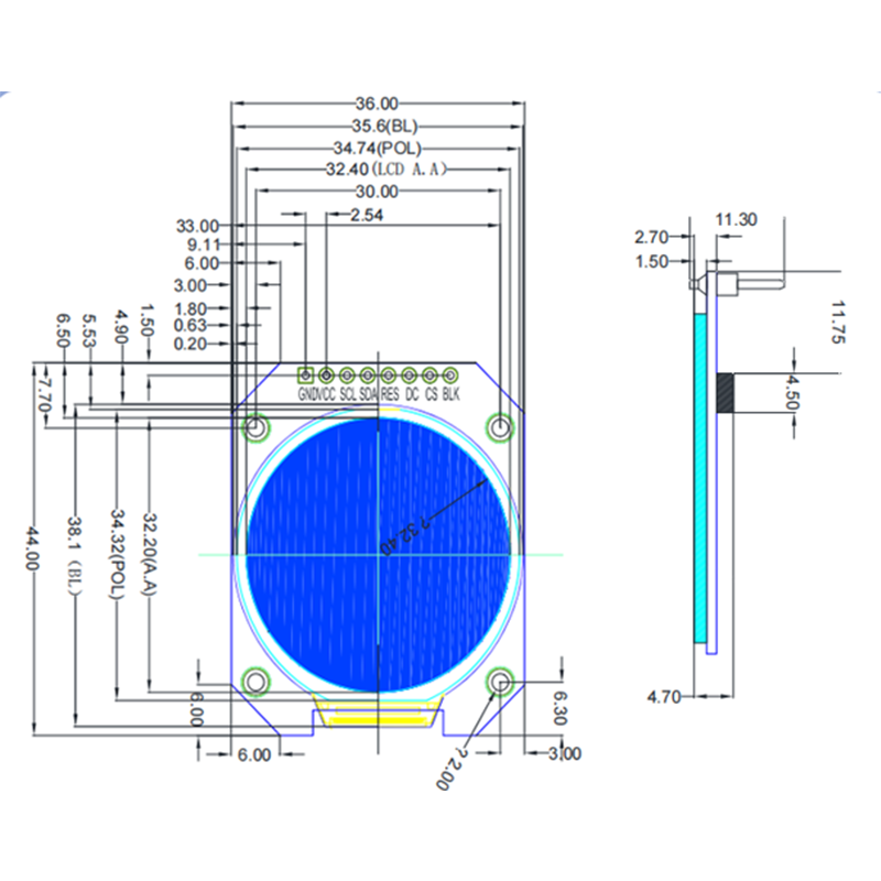 1.28-inch HD IPS LCD Display Round Screen GC9A01 Driver SPI Interface Color TFT,segment lcd display,segment lcd