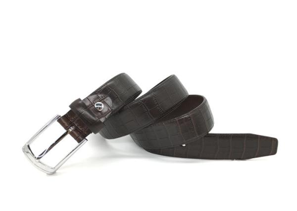 Men’s Matte Croco Embossed Leather Dress Belt 35mm Wide Strap With Shinny Nickel Pin Buckle