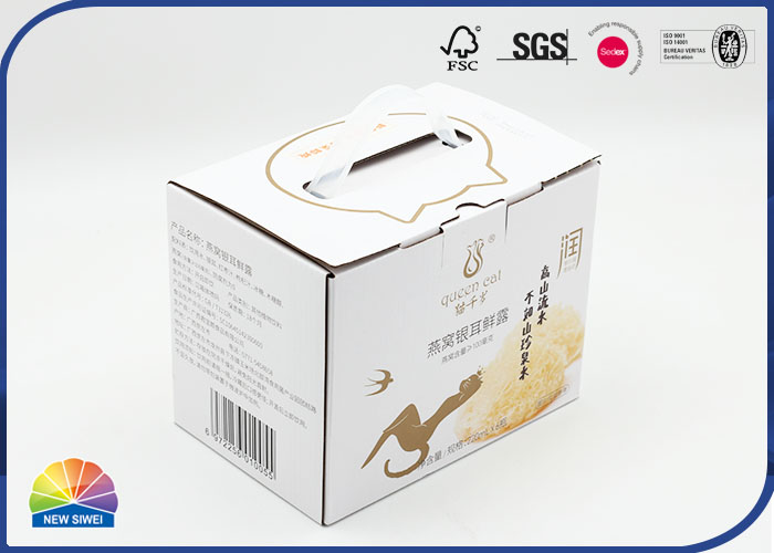 4C печать e рифлит портативную рифленую упаковывая коробку с пластиковой ручкой