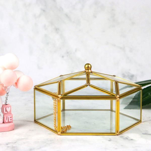 Glass lipstick Cosmetic storage box Clear glass jewelry storage box window display Skincare dustproof storage box