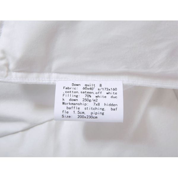 Off White 200cm Width 230cm Length Duck Down Duvet