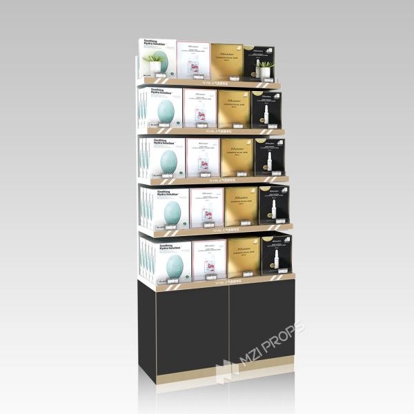 Muebles de exhibición cosméticos elegantes y duraderos Cuidado de la piel y mascarilla para la decoración de tiendas de marca