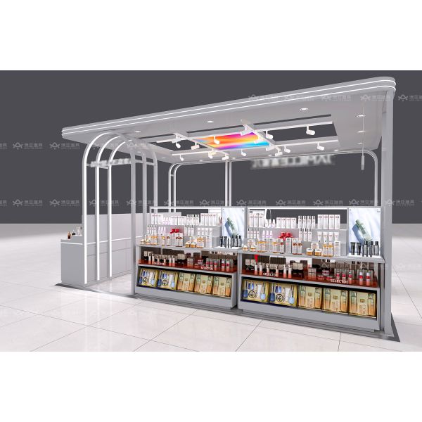 BKC018 Luxury Cosmetic Mall Booth Space-Saving Makeup Kiosk Design for Perfume Shop Decoration