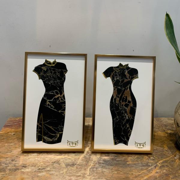 Exquisite Marble Qipao Art | Handcrafted Natural Stone Vintage Chinese Décor Sculpture