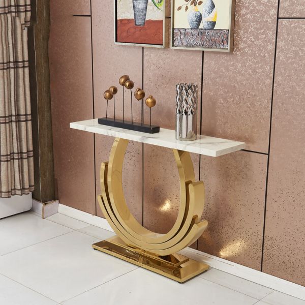 Титан мебелей таблицы Hall верхней части мрамора Odette роскошный современный для живущей комнаты