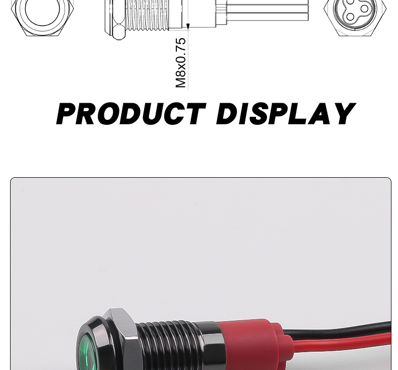 Oxidized 8mm Black Metal LED Indicator Lights IP65 Rated Multi-Color Versatile Durable Compatible with 3V-24V-110V-220V