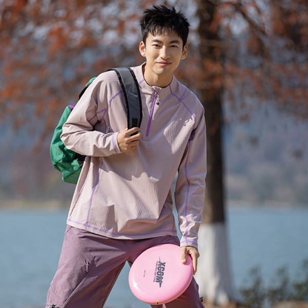 Half Zip Stand Collar Quick Dry Cycling Long Sleeve Knit Top, Custom OEM ODM Sport Tee