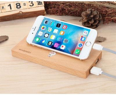 Wood Color Slim Portable Wireless Charger Power Bank with 73% Wireless Charging Effect