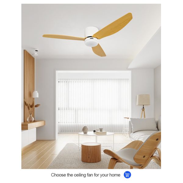 1stshine LED Ceiling Fan Low Ceiling DC Motor 3 Color Blades Impressão de Transferência de Água