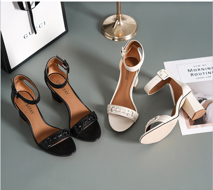 Summer High Heels Women'S Shoes Open Toe Suede Sexy Word Buckle Women Ankle Strap Sandals