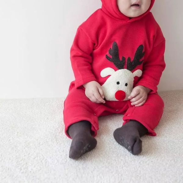 Baby Girls boys Christmas romper infant long sleeve deer jumpsuit for christmas baby hooded deer rompers