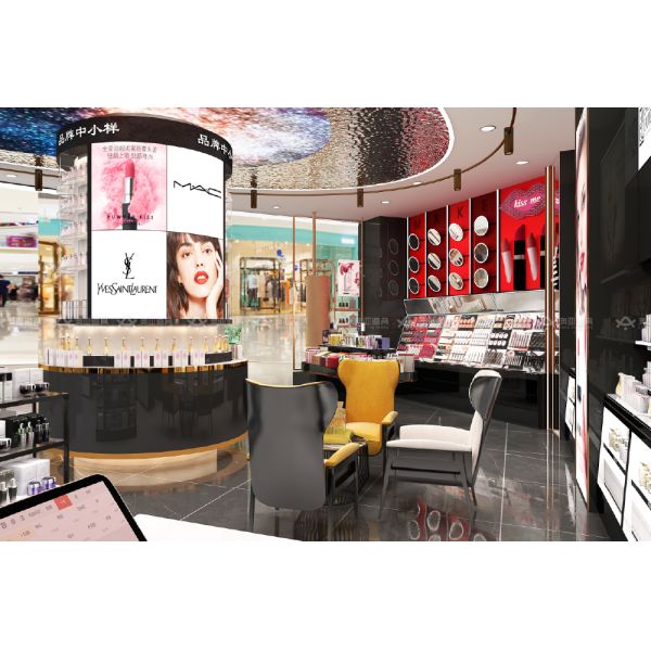 Skincare Shop Interior Design Gold Rush Series Case for Shop Display Furniture