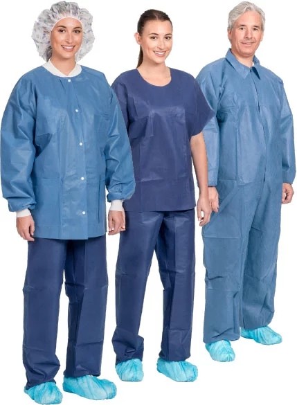 Non Toxic Non Woven Disposable White Lab Coats with Elastic Cuff
