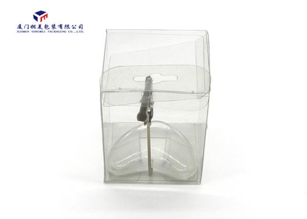 OEM / ODM Design Clear Plastic Box Packaging Hang Strip On Box Top 5*5*7.5cm Size