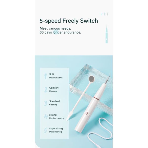 600mAh Household Ultrasonic Tooth Cleaner 86g Ergonomic USB Charging
