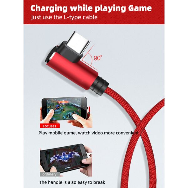 Elbow L Shape 90 Degree Type C Cable OEM USB Type C Data Cable