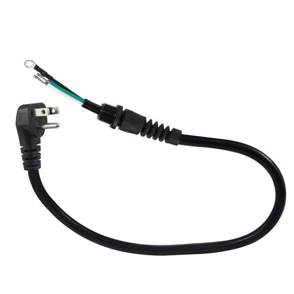 90° Angle NEMA5-15P to EU Schuko Plug Cable, 3-Core Bare Copper Wire, Strain Relief, for Home/Workshop, 1.8m/2m/3m