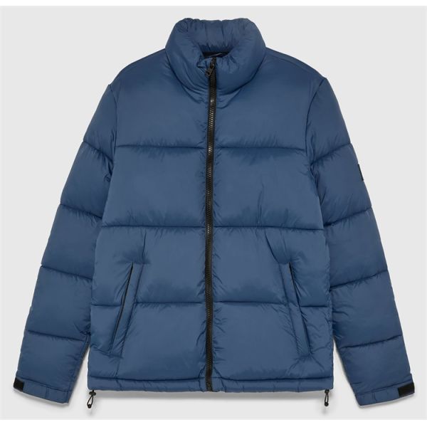 Custom Mens Black Polyester Outdoor Puffer Jacket for Winter