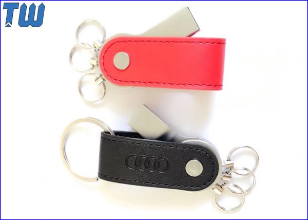 Leather Key Chain Swivel 4GB Pen Drive 3D Debossed Logo USB Memory Stick