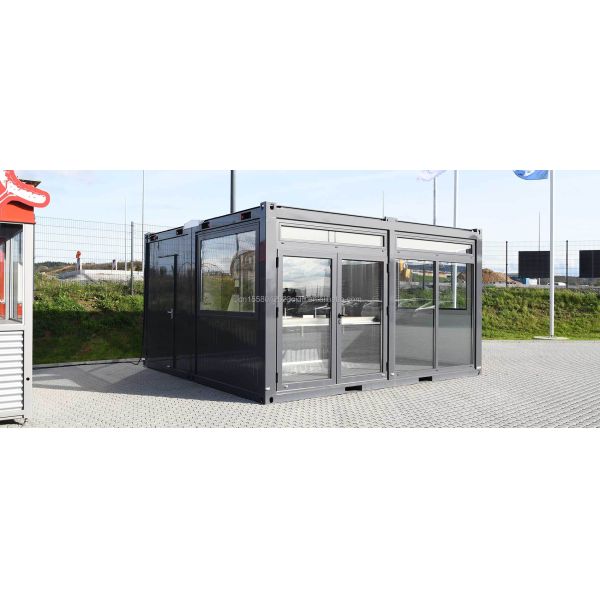 20ft Container Store Wood Grain Metal Frame Hotel Mobile House with Galvanized Steel Square Tubes and Flat Packaging