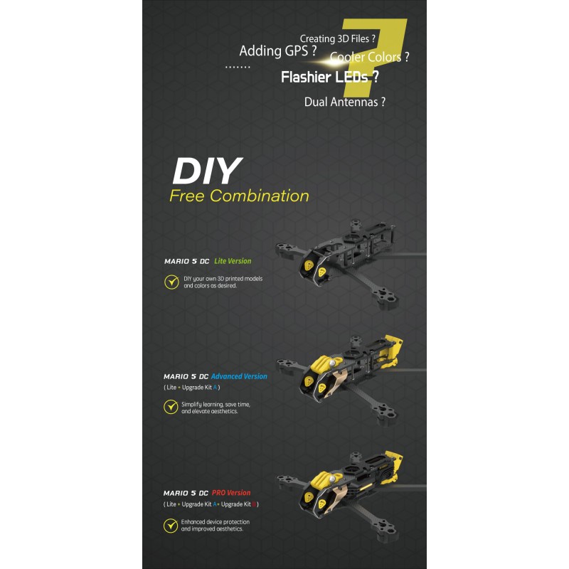SpeedyBee Mario 5 Frame Kit / XH Version With Carbon Fiber Plate FPV RC Racing Drone