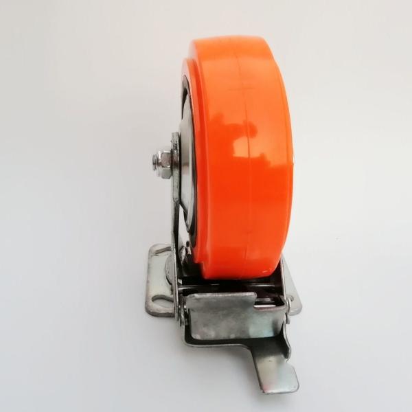 Diameter 100mm Heavy Duty Orange PU PVC Double Ball Bearing Swivel Caster with Brake