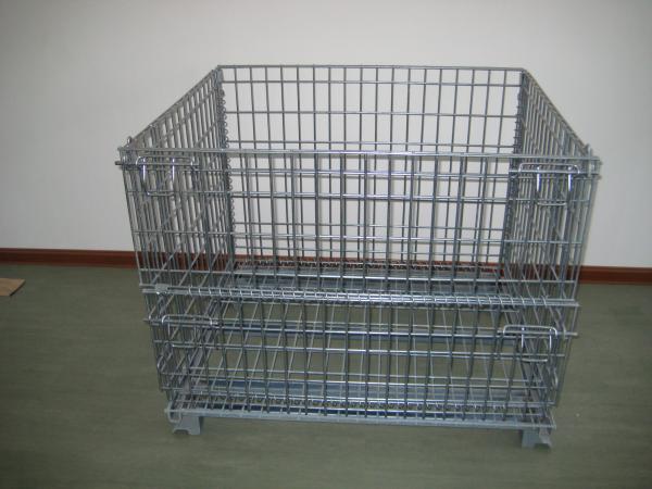 Heavy Duty Galvanized Metal Storage Cage / Folding Wire Mesh Container For Wearhouse