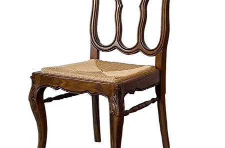 Carved Triple-Loop Rush Seat Dining Chair CYC-066