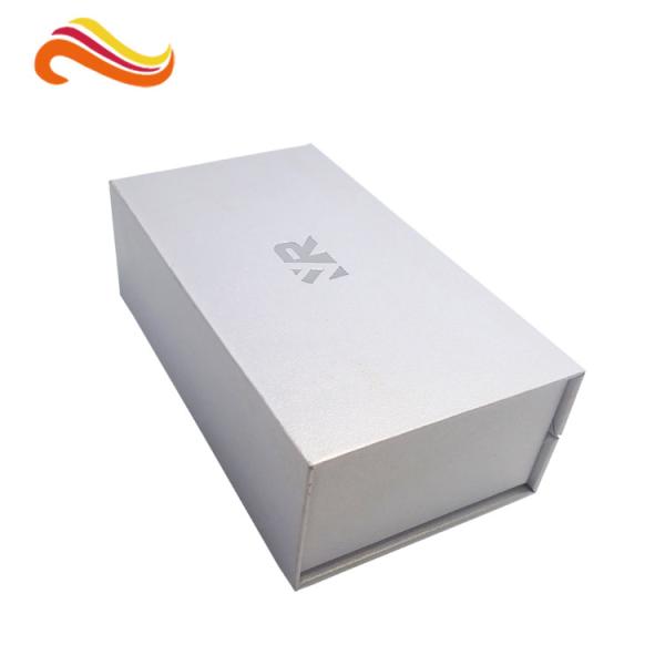Rectangle Silver Rigid Gift Boxes , Handmade Magnetic Gift Box Color Customized