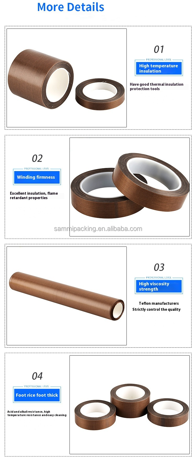 Коричневая лента из стекловолокна с покрытием из ПТФЕ для сварки и уплотнения пояса ширина 13/15/19/25/30/50 мм