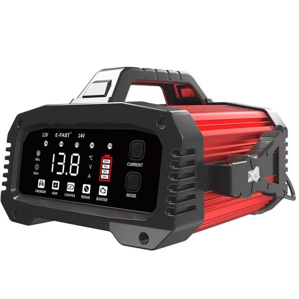 -Chic Design Foxsur 12V 24V 25A Smart Battery Charger for Car Truck Plug Convenient Repair