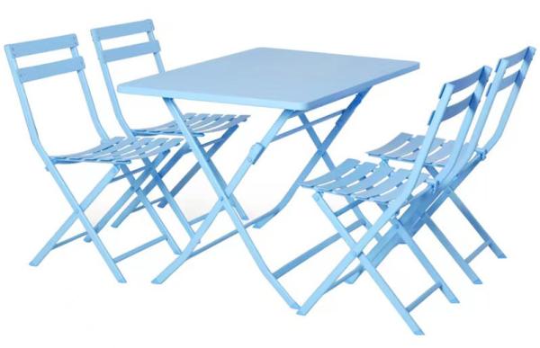 Outdoor Steel Folding Table And Chairs Garden 4 Person Dining Set