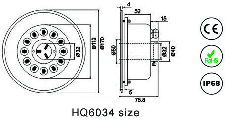 Stainless Steel Underwater Fountain Lights High Power 12 Watt Nickel - Coated