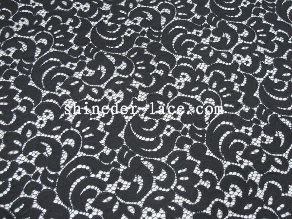 Black Flower Cotton Nylon Lace Fabric Eco Friendly AZO Free Dyeing SYD-0036Z