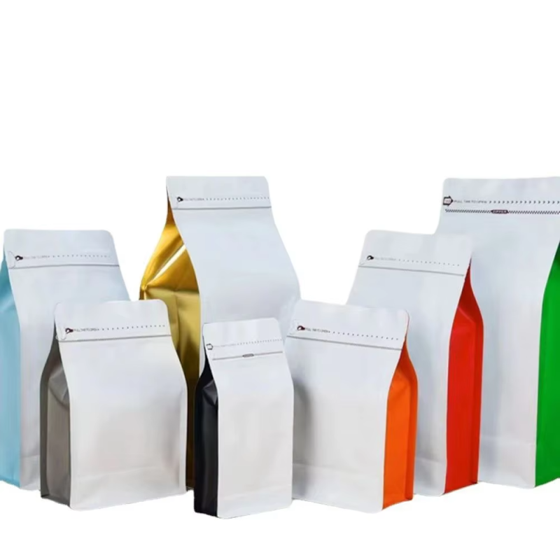Custom Printed Coffee Bag 12oz Eight Side Sealed Flat Bottom Bolsas De Cafe Valve Zipper Plastic Bag Packaging Coffee Bag