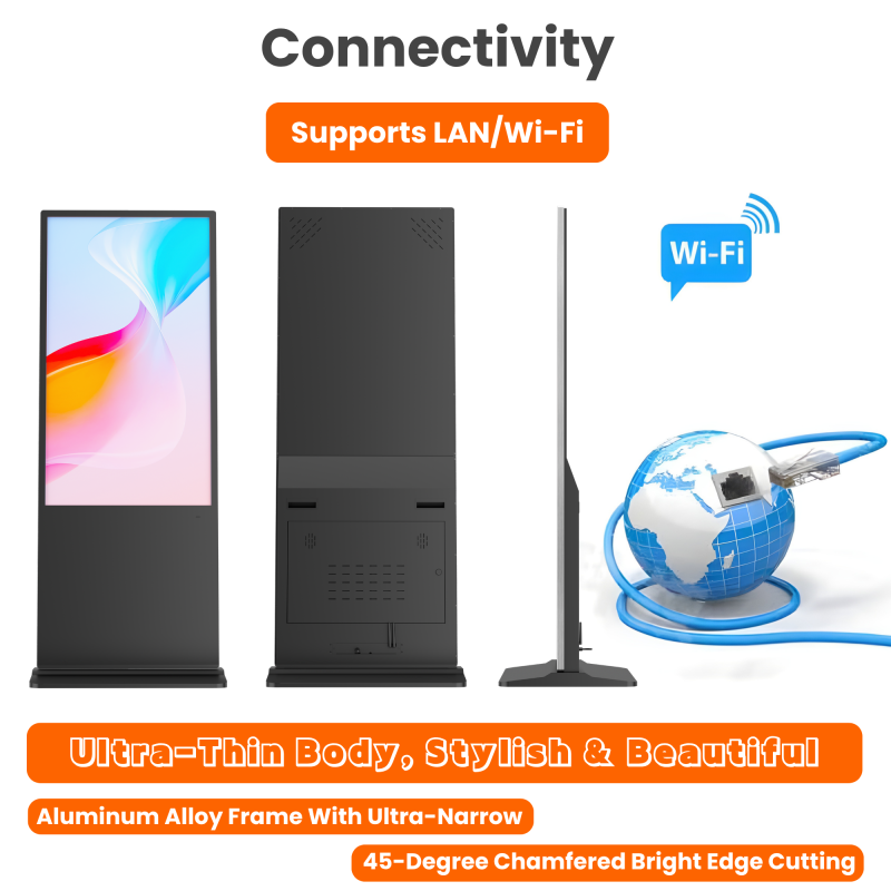 Customized Floor Standing Digital Signage with 8GB/16GB Storage and 1920x1080 Resolution for Indoor Use