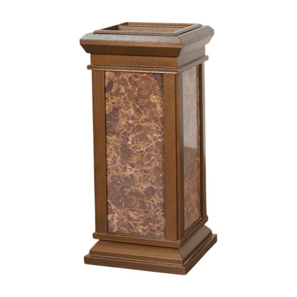Hotel Marble Trash Can Pedestal Ashtray Stainless Steel Four-Angle Garbage Can Waste Bin Dustbin With Ashtray