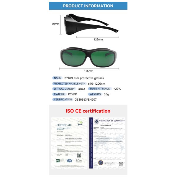 Laser protective lenses 1064nm safety glasses laser protective glasses IPL SAFTY GLASSES co2 laser protection glasses Laser protective glasses certified 610-1200nm OD6 laser protector laser protective