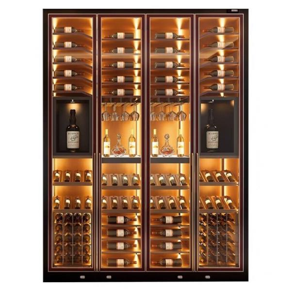 Stainless Steel Wine Cabinet With Glass Door Luxury Freestanding Wine Rack Cabinet
