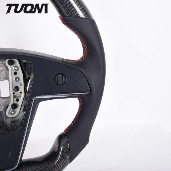Flat Bottom Tesla Model S Steering Wheel Perforated Leather Carbon Fiber 2022 New