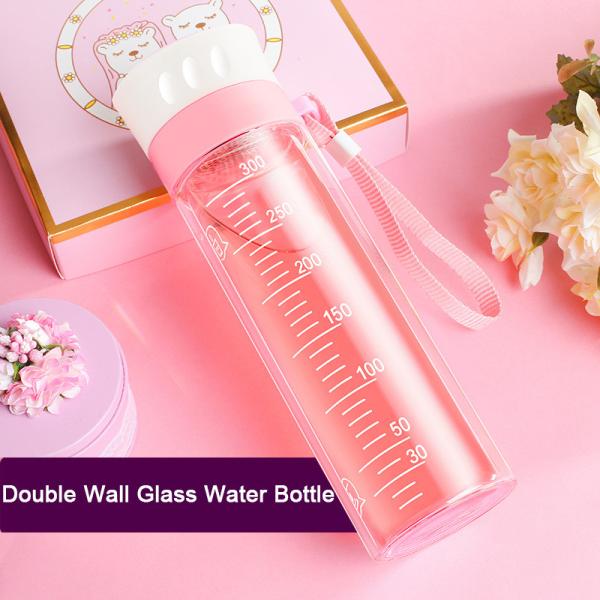 High Borosilicate Glass Water Bottle With Scale BPA Free Heat Resistant