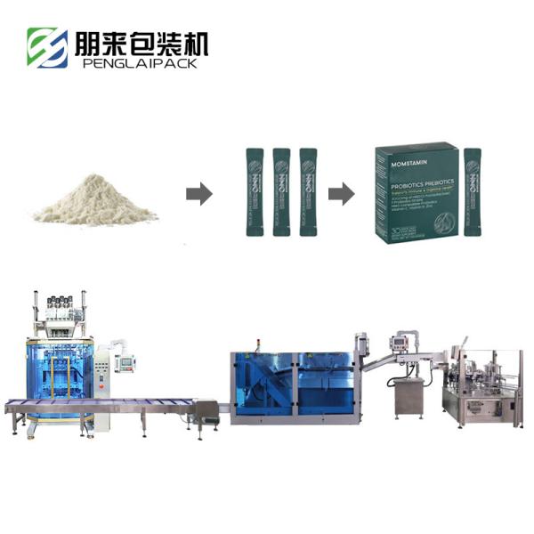 Factory Fully Automatic Multi-Row Sugar Honey Powder Bagging Carton Packing and Carton Wrapping Film Machinery Production Line