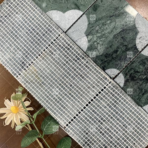 Mosaico de mármore natural polido Piscina azulejo verde Quadrado Decoração de casa