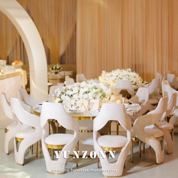 Modern Creative Design Stainless Steel Dining Chair with Fabric for Hotel Wedding Restaurant Outdoor Hall Use