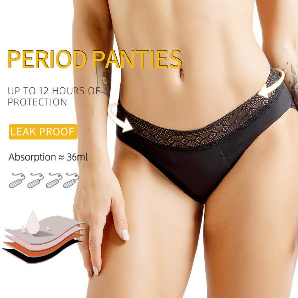 Mid-Rise Period Pants Heavy Flow 4 Layers Women Absorbent Pants For Periods